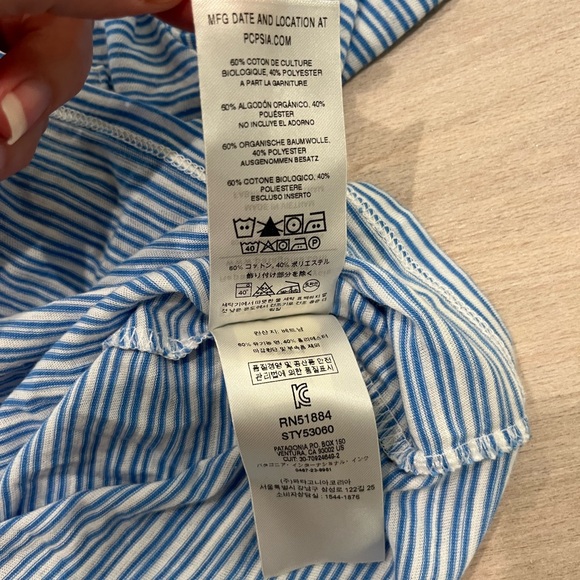 Patagonia 3/4 Sleeve Woman’s Blue Stripe T-Shirt Size XS - Picture 6 of 10